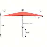 6x9ft Waterproof Patio Umbrella with Crank and Tilt for Garden Backyard Pool Area