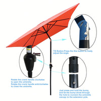 6x9ft Waterproof Patio Umbrella with Crank and Tilt for Garden Backyard Pool Area