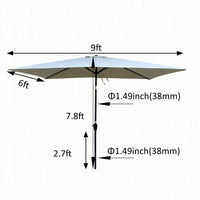 6x9ft Waterproof Patio Umbrella with Crank and Tilt for Garden Backyard Pool Area