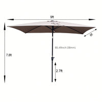 6x9ft Waterproof Patio Umbrella with Crank and Tilt for Garden Backyard Pool Area