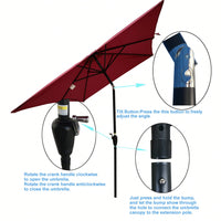 6x9ft Waterproof Patio Umbrella with Crank and Tilt for Garden Backyard Pool Area