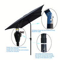 6x9ft Waterproof Patio Umbrella with Crank and Tilt for Garden Backyard Pool Area