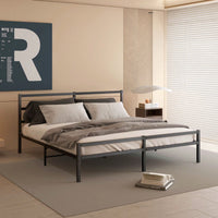 King Size Modern Metal Platform Bed With Headboard