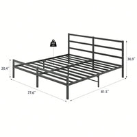 King Size Modern Metal Platform Bed With Headboard