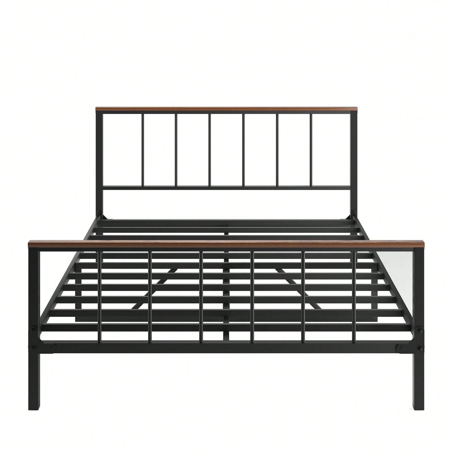 Full Size Modern Metal Platform Bed With Headboard And Storage Space