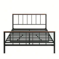 Full Size Modern Metal Platform Bed With Headboard And Storage Space