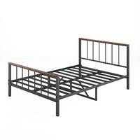 Full Size Modern Metal Platform Bed With Headboard And Storage Space