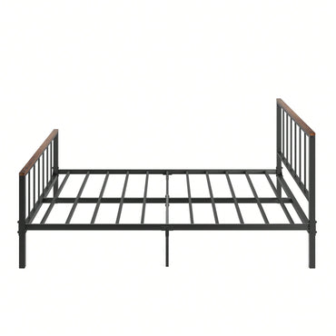 Full Size Modern Metal Platform Bed With Headboard And Storage Space