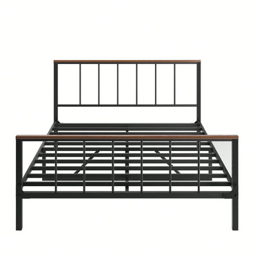 Queen Size Modern Metal Platform Bed With Headboard And Storage Space