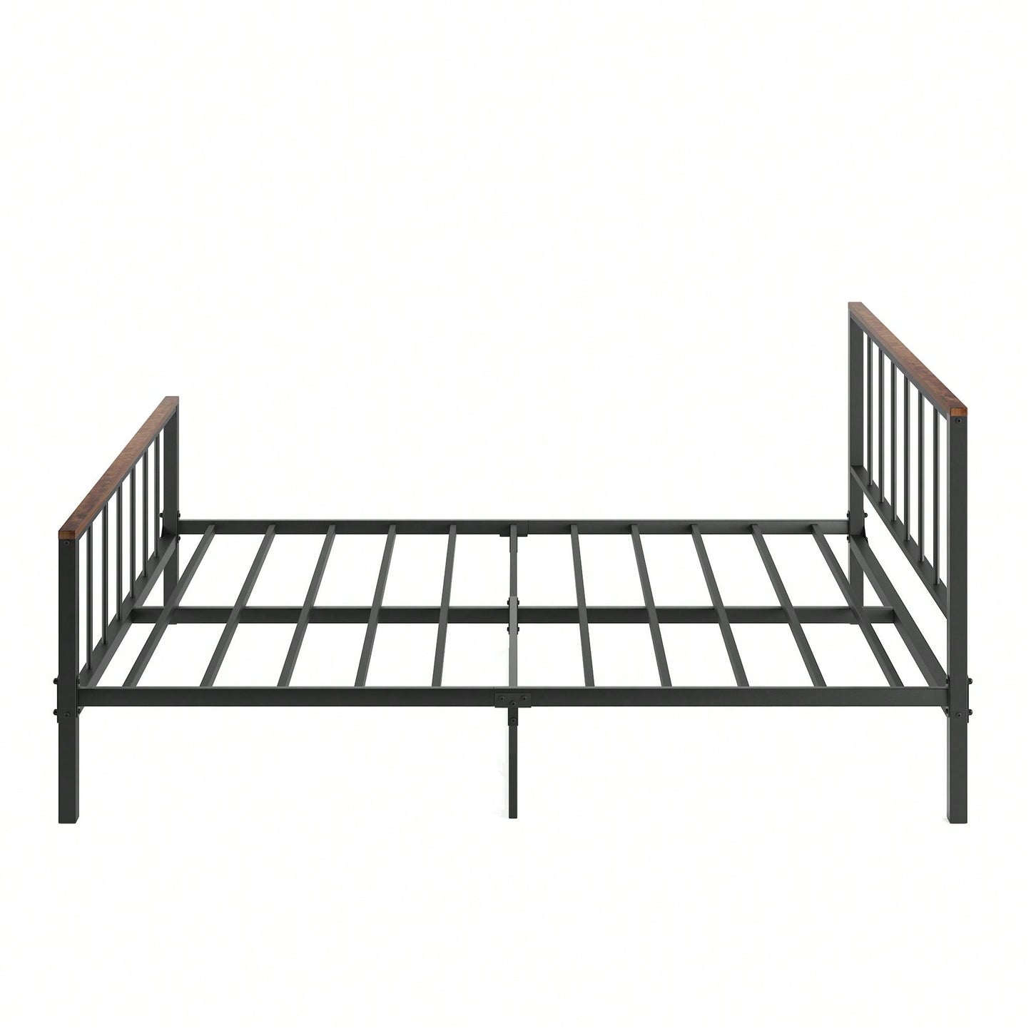 Queen Size Modern Metal Platform Bed With Headboard And Storage Space