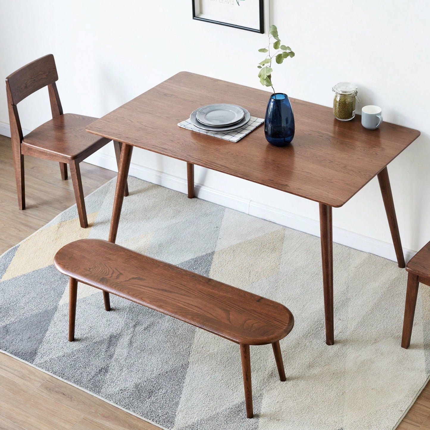 Table Bench Half-Round Solid Oak Wood Bench