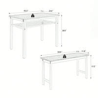 3 Pieces Farmhouse Kitchen Table Set With Two Benches, Metal Frame And MDF Board