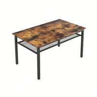 3 Pieces Farmhouse Kitchen Table Set With Two Benches, Metal Frame And MDF Board