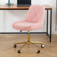 Soft Teddy Fleece Dining Chair with Gold Legs Adjustable Height Space Saving Design