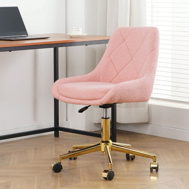 Soft Teddy Fleece Dining Chair with Gold Legs Adjustable Height Space Saving Design