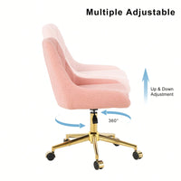 Soft Teddy Fleece Dining Chair with Gold Legs Adjustable Height Space Saving Design