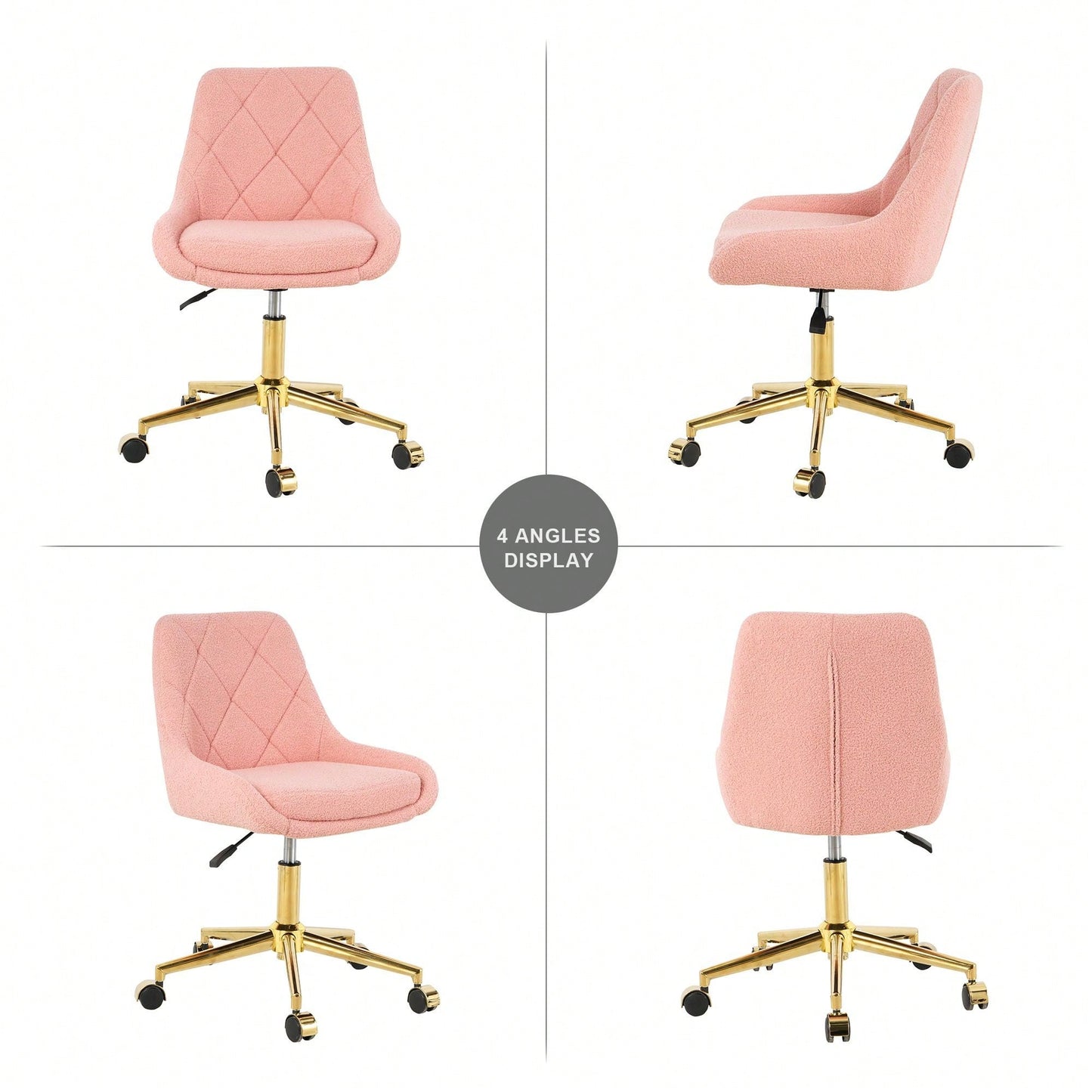 Soft Teddy Fleece Dining Chair with Gold Legs Adjustable Height Space Saving Design