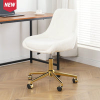 Soft Teddy Fleece Dining Chair with Gold Legs Adjustable Height Space Saving Design