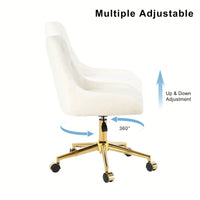 Soft Teddy Fleece Dining Chair with Gold Legs Adjustable Height Space Saving Design