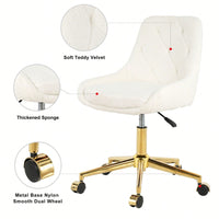Soft Teddy Fleece Dining Chair with Gold Legs Adjustable Height Space Saving Design