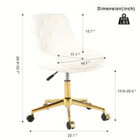 Soft Teddy Fleece Dining Chair with Gold Legs Adjustable Height Space Saving Design