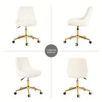 Soft Teddy Fleece Dining Chair with Gold Legs Adjustable Height Space Saving Design