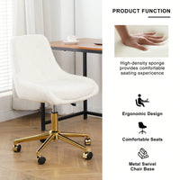 Soft Teddy Fleece Dining Chair with Gold Legs Adjustable Height Space Saving Design