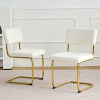 Set Of 2, Modern Simple Light Luxury Dining Chair Home Bedroom Stool Back Dressing Chair Student Desk Chair Gold Metal Legs