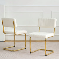 Set Of 2, Modern Simple Light Luxury Dining Chair Home Bedroom Stool Back Dressing Chair Student Desk Chair Gold Metal Legs