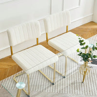 Set Of 2, Modern Simple Light Luxury Dining Chair Home Bedroom Stool Back Dressing Chair Student Desk Chair Gold Metal Legs