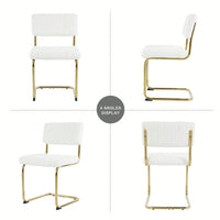Set Of 2, Modern Simple Light Luxury Dining Chair Home Bedroom Stool Back Dressing Chair Student Desk Chair Gold Metal Legs