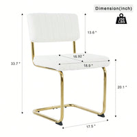 Set Of 2, Modern Simple Light Luxury Dining Chair Home Bedroom Stool Back Dressing Chair Student Desk Chair Gold Metal Legs