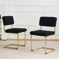 Set Of 2, Modern Simple Light Luxury Dining Chair Home Bedroom Stool Back Dressing Chair Student Desk Chair Gold Metal Legs