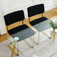 Set Of 2, Modern Simple Light Luxury Dining Chair Home Bedroom Stool Back Dressing Chair Student Desk Chair Gold Metal Legs