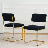 Set Of 2, Modern Simple Light Luxury Dining Chair Home Bedroom Stool Back Dressing Chair Student Desk Chair Gold Metal Legs