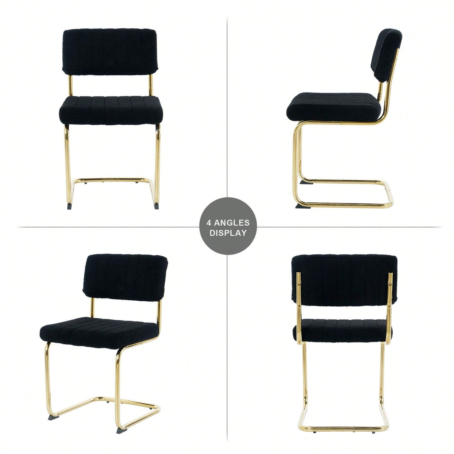 Set Of 2, Modern Simple Light Luxury Dining Chair Home Bedroom Stool Back Dressing Chair Student Desk Chair Gold Metal Legs