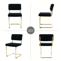 Set Of 2, Modern Simple Light Luxury Dining Chair Home Bedroom Stool Back Dressing Chair Student Desk Chair Gold Metal Legs