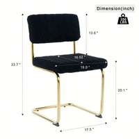 Set Of 2, Modern Simple Light Luxury Dining Chair Home Bedroom Stool Back Dressing Chair Student Desk Chair Gold Metal Legs