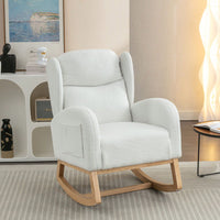 Teddy Fabric Rocking Chair With Packet Wood Legs
