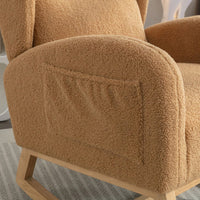 Teddy Fabric Rocking Chair With Packet Wood Legs