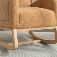 Teddy Fabric Rocking Chair With Packet Wood Legs