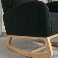Teddy Fabric Rocking Chair With Packet Wood Legs