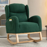 Teddy Fabric Rocking Chair With Packet Wood Legs