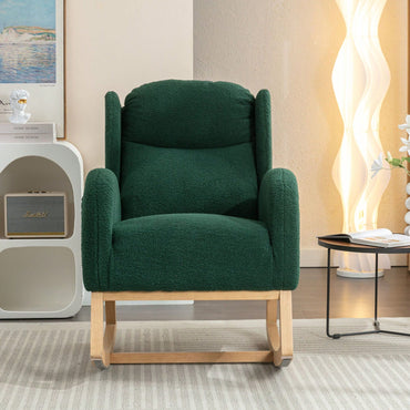 Teddy Fabric Rocking Chair With Packet Wood Legs
