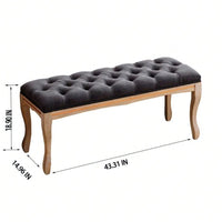 Upholstered Tufted Bench Ottoman , Velvet Dining Bench Bedroom Bench Footrest Stool Accent Bench For Entryway Dining Room Living Room