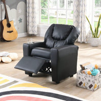 Kids Recliner Chair, Black PVC, Suitable For Any Scene, Sturdy, DURABLE CONSTRUCTION, Easy Assembly, ERGONOMIC DESIGN