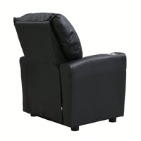 Kids Recliner Chair, Black PVC, Suitable For Any Scene, Sturdy, DURABLE CONSTRUCTION, Easy Assembly, ERGONOMIC DESIGN