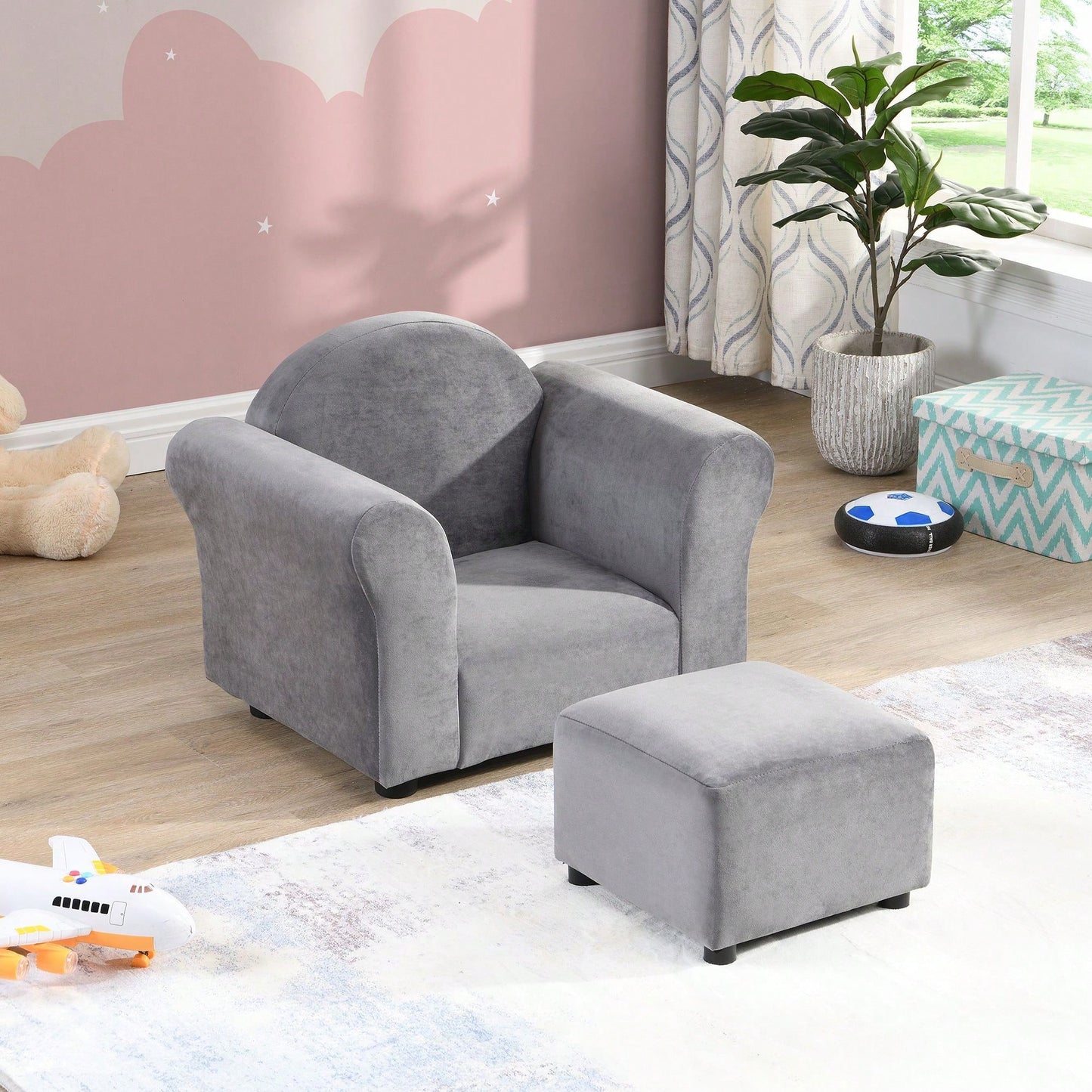 Premium Quality Kids Upholstered Chair With Ottoman Durable, Ergonomic, And Stylish