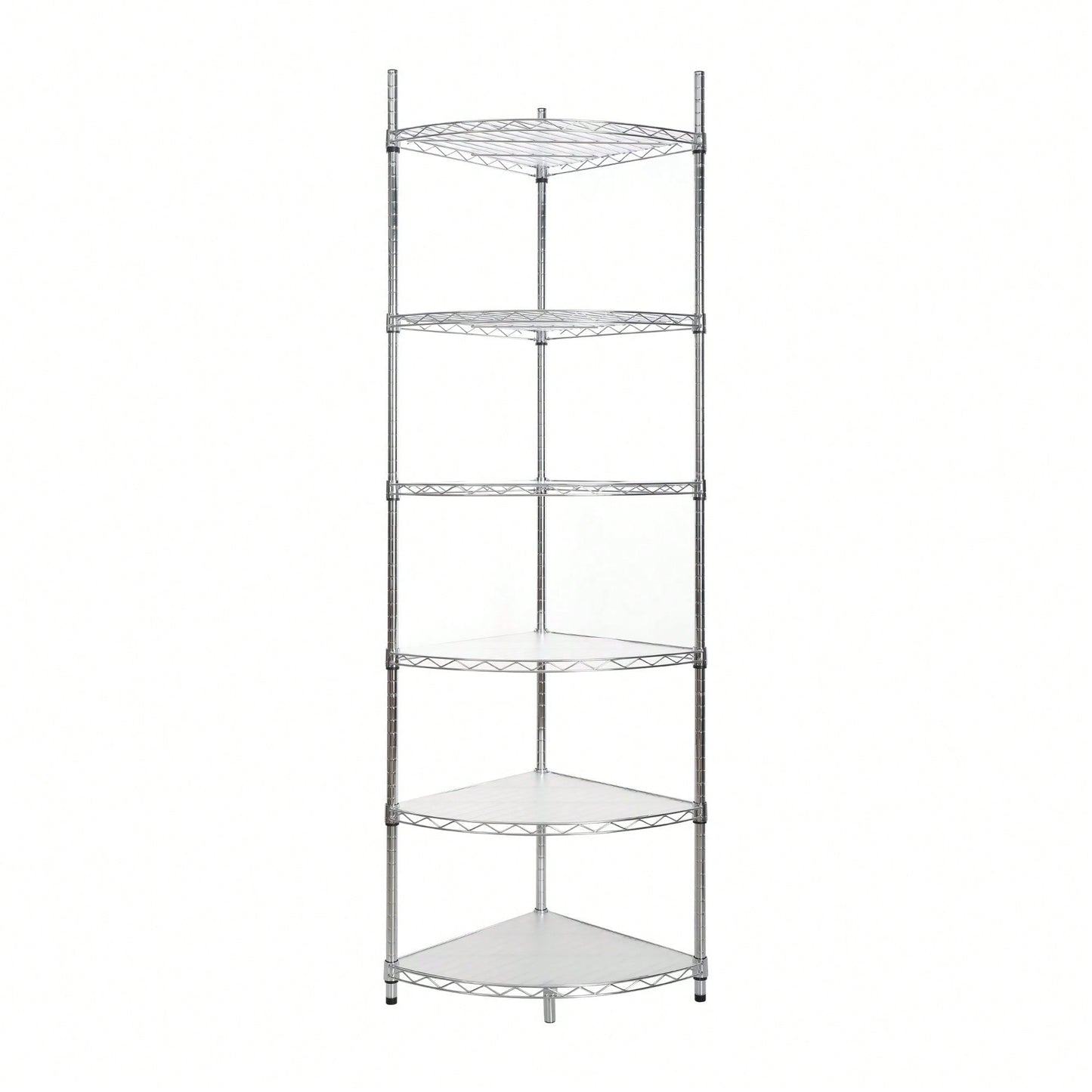 Adjustable 6 Tier Corner Wire Shelf Rack Heavy Duty Chrome Storage for Bathroom Kitchen Living Room