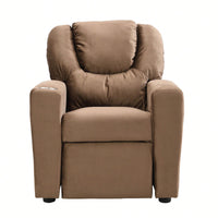 Kids Recliner Chair, Kids Upholstered Couch With One Cup Holder, Footrest, Backrest, Toddlers Velvet Recliner With Headrest And Footrest